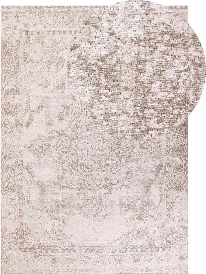 Beliani Vloerkleed katoen roze 160 x 230 cm MATARIM