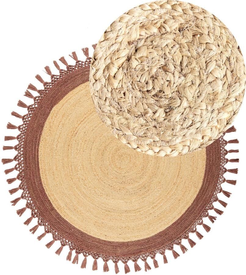 Beliani Vloerkleed jute beige bruin ⌀ 140 cm MARTS