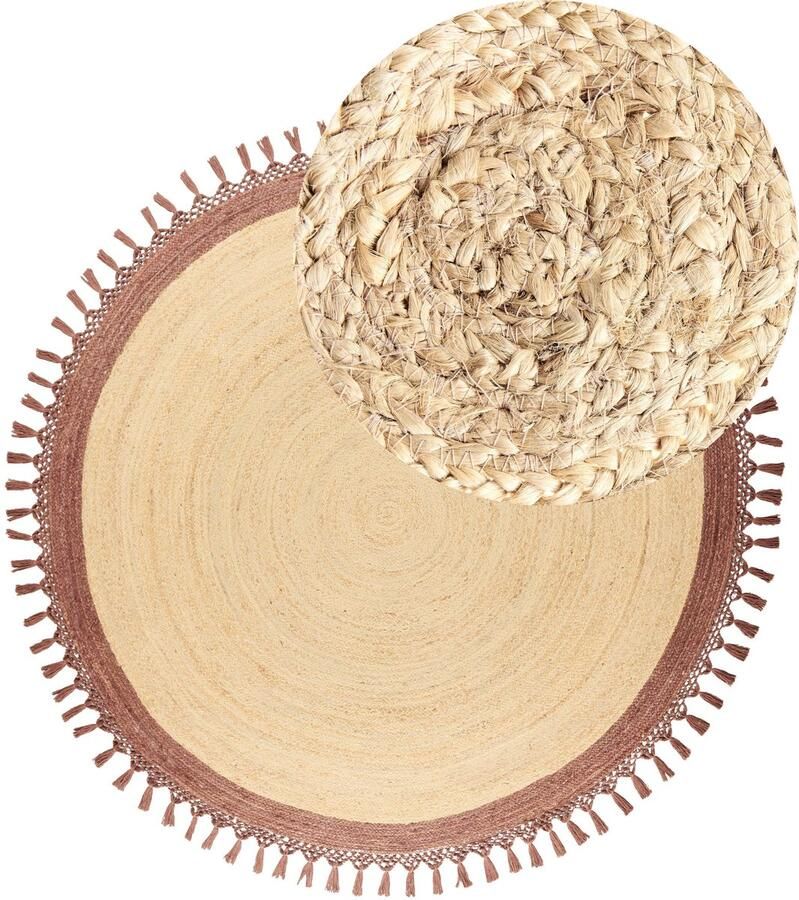 Beliani Vloerkleed jute beige bruin ⌀ 200 cm MARTS