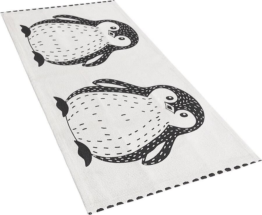 Beliani Vloerkleed pinguïn katoen wit zwart 60 x 90 cm HAJDARABAD