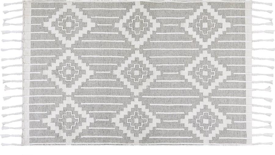 Beliani Vloerkleed polyester grijs wit 140 x 200 cm TABIAT