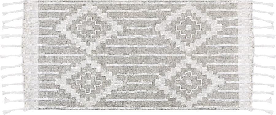 Beliani Vloerkleed polyester grijs wit 80 x 150 cm TABIAT