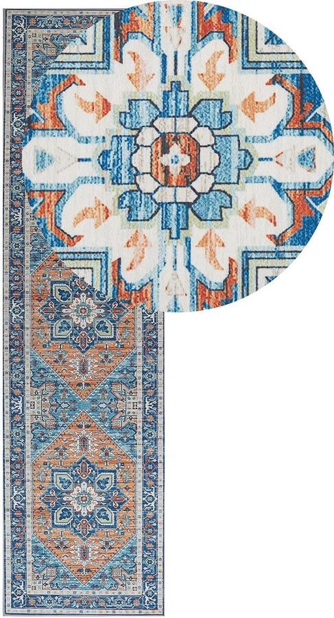 Beliani RITAPURAM Laagpolig vloerkleed Blauw 80 x 300 cm Polyester - Foto 2