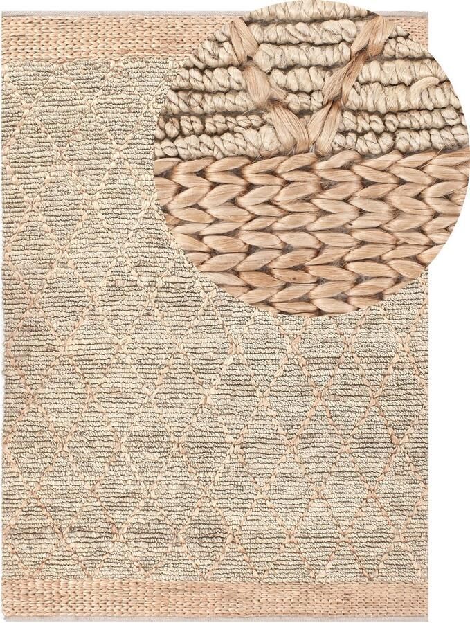 Beliani TELLIKAYA Loper vloerkleed Groen Beige 160 x 230 cm Jute
