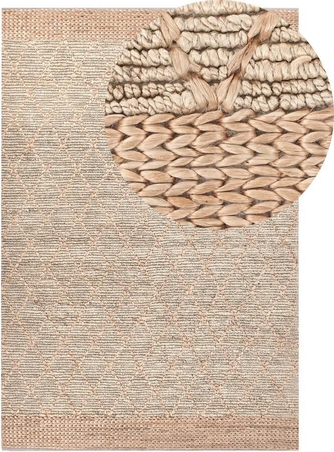Beliani TELLIKAYA Loper vloerkleed Groen Beige 200 x 300 cm Jute