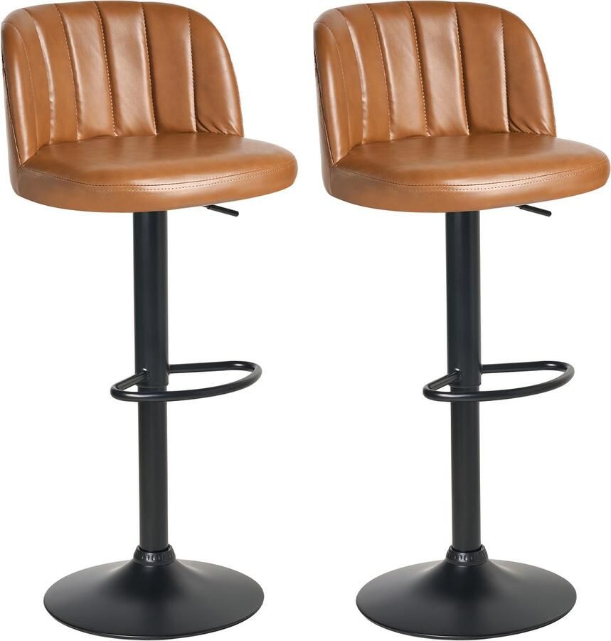 Beliani VLORE Barkruk set van 2 Goudbruin Kunstleer