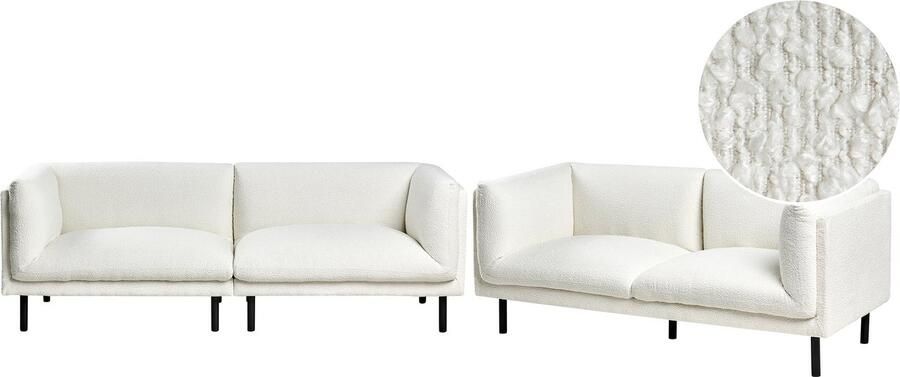 Beliani Bankenset VORGOD Bouclé Gebroken wit 5-zitter
