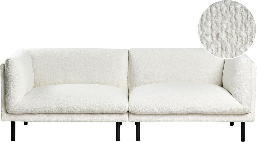 Beliani Bank VORGOD Bouclé Gebroken wit 3-zitter
