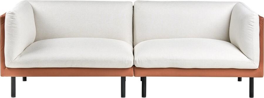 Beliani VORGOD Driezitsbank Off-white Bruin Polyester Kunstleer