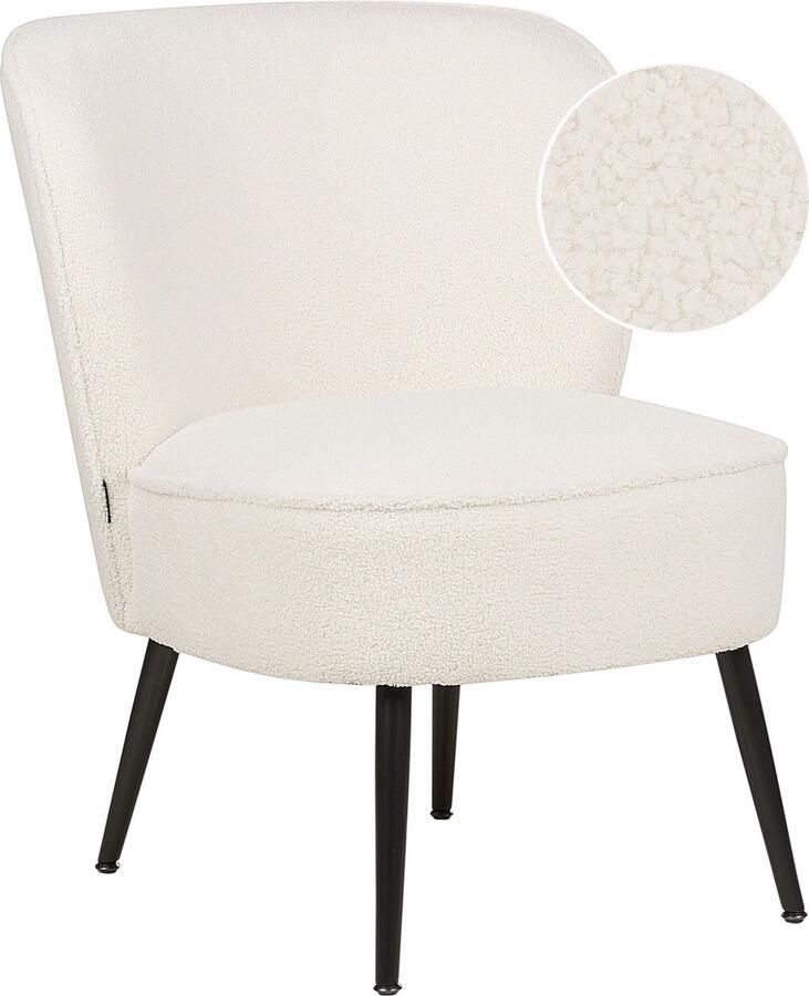 Beliani VOSS Fauteuil Gebroken wit Bouclé