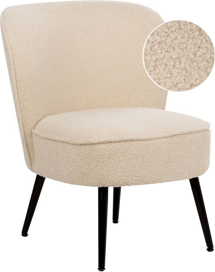 Beliani VOSS Fauteuil Lichtbeige Bouclé