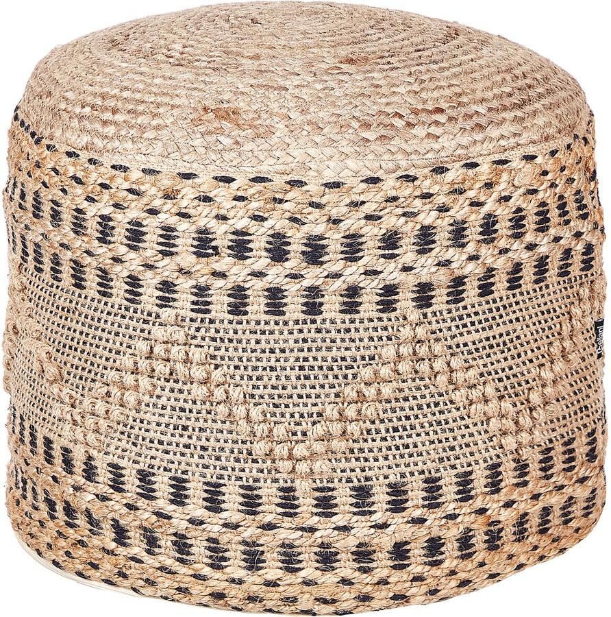 Beliani Poef WADAN Jute Beige 50 cm 50 cm 38 cm