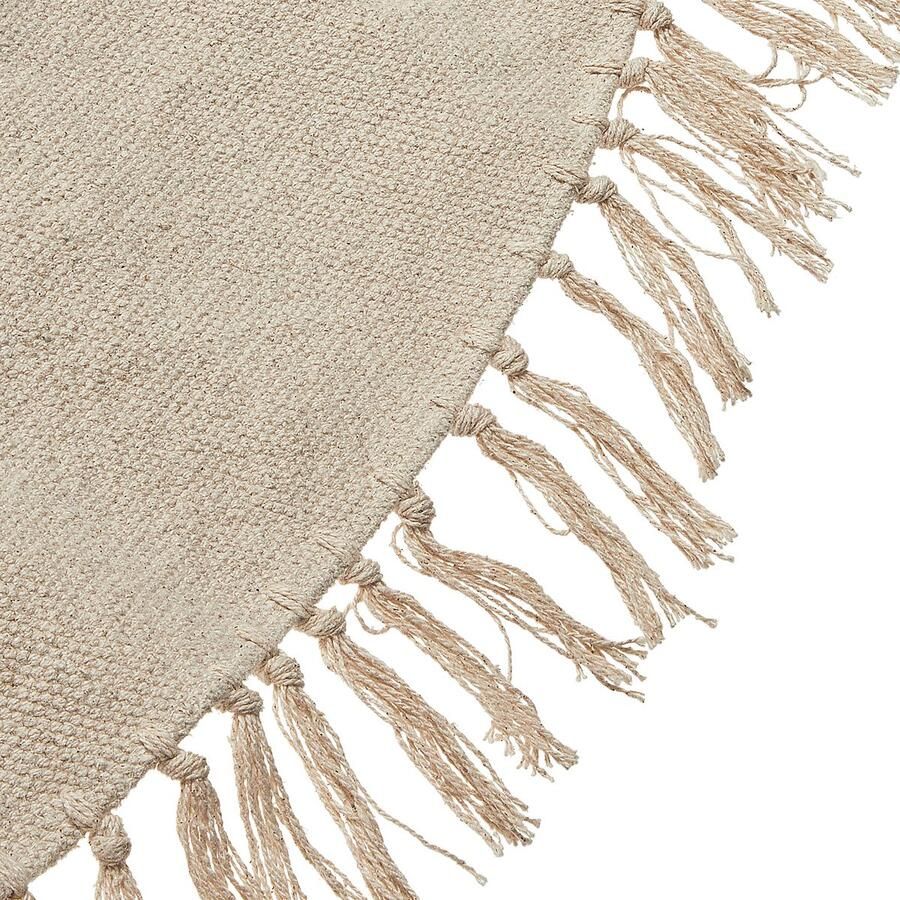 Beliani WAHAR Laagpolig vloerkleed Beige 120 cm Katoen