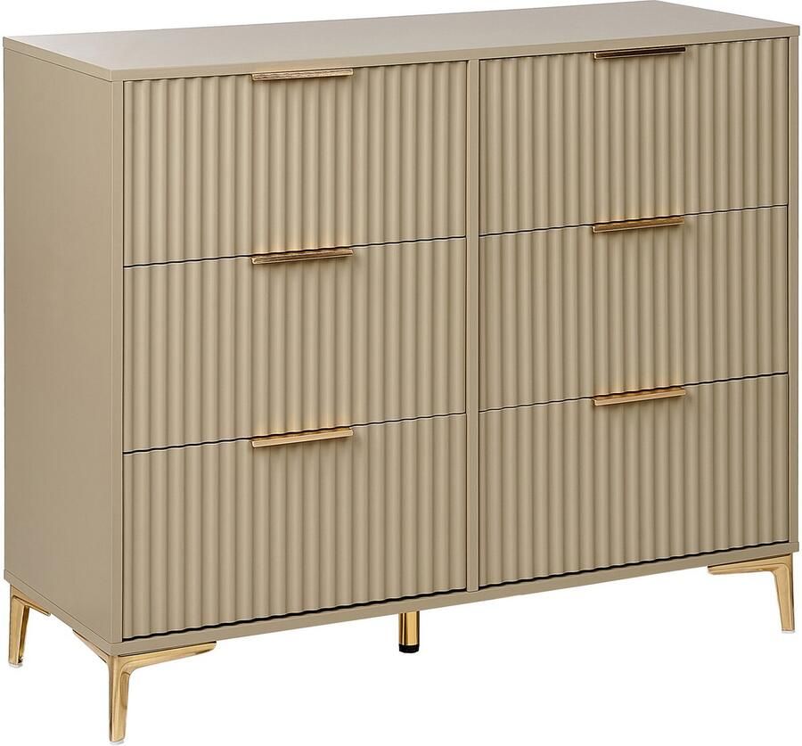 Beliani WALCOTT Ladekast met 6 lades Beige MDF