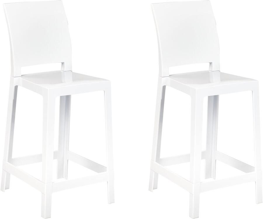 Beliani WELLINGTON Barkruk set Wit Polycarbonaat