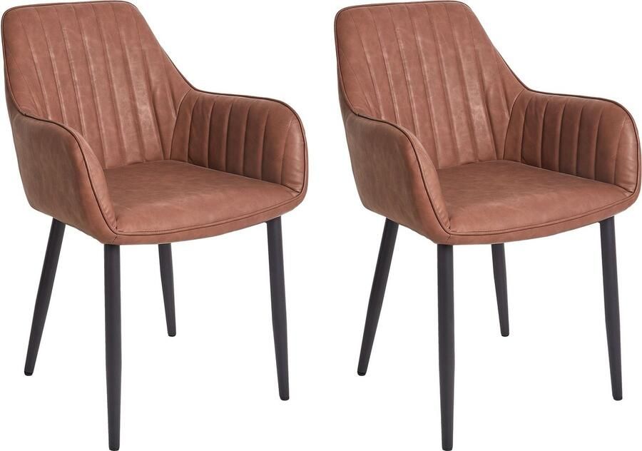 Beliani Set van 2 eetkamerstoelen WELLSTON Kunstleer Bruin