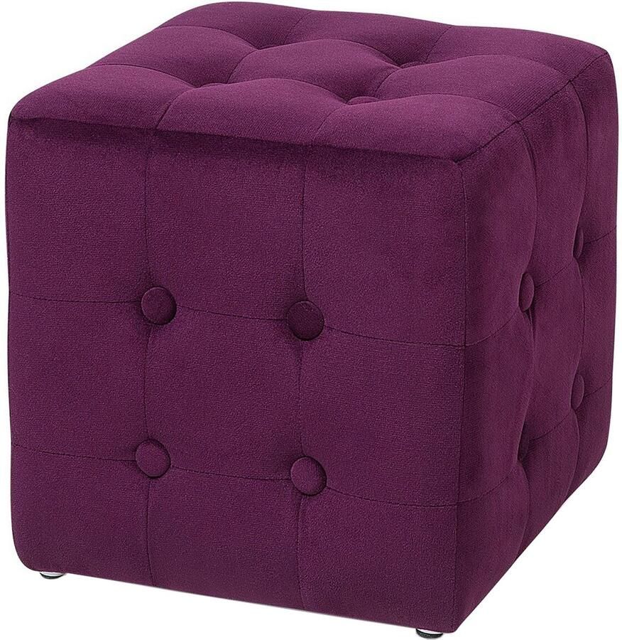 Beliani Poef WISCONSIN Fluweel Paars 36 cm 36 cm 39 cm - Foto 2