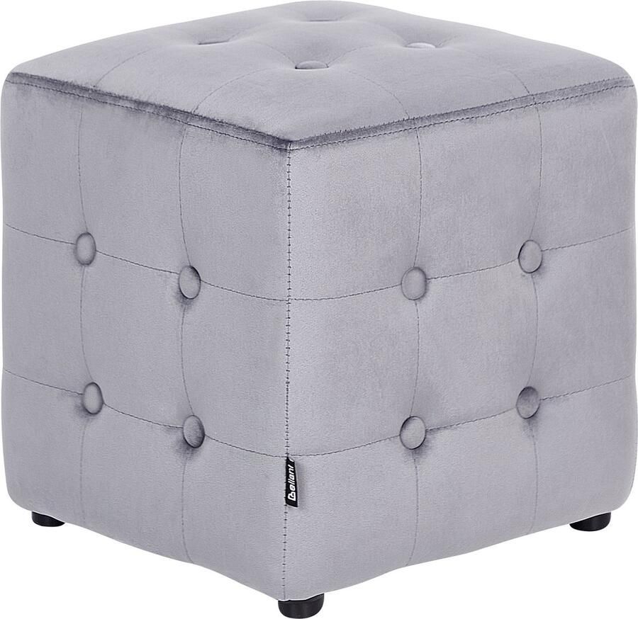 Beliani Poef WISCONSIN Fluweel Grijs 36 cm 36 cm 39 cm