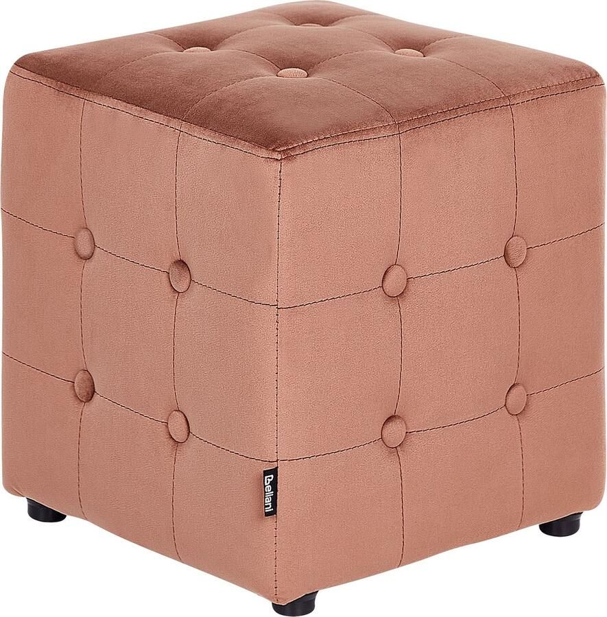 Beliani Poef WISCONSIN Fluweel Perzik 36 cm 36 cm 39 cm