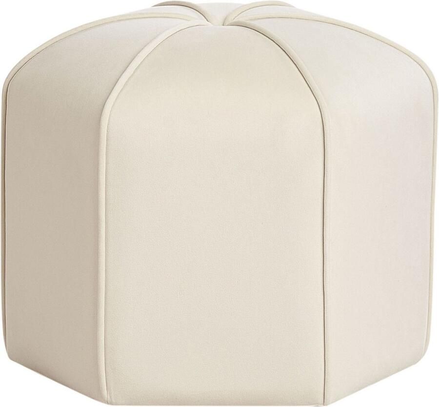 Beliani Poef WISHEK Fluweel Lichtbeige 45 cm 45 cm 42 cm