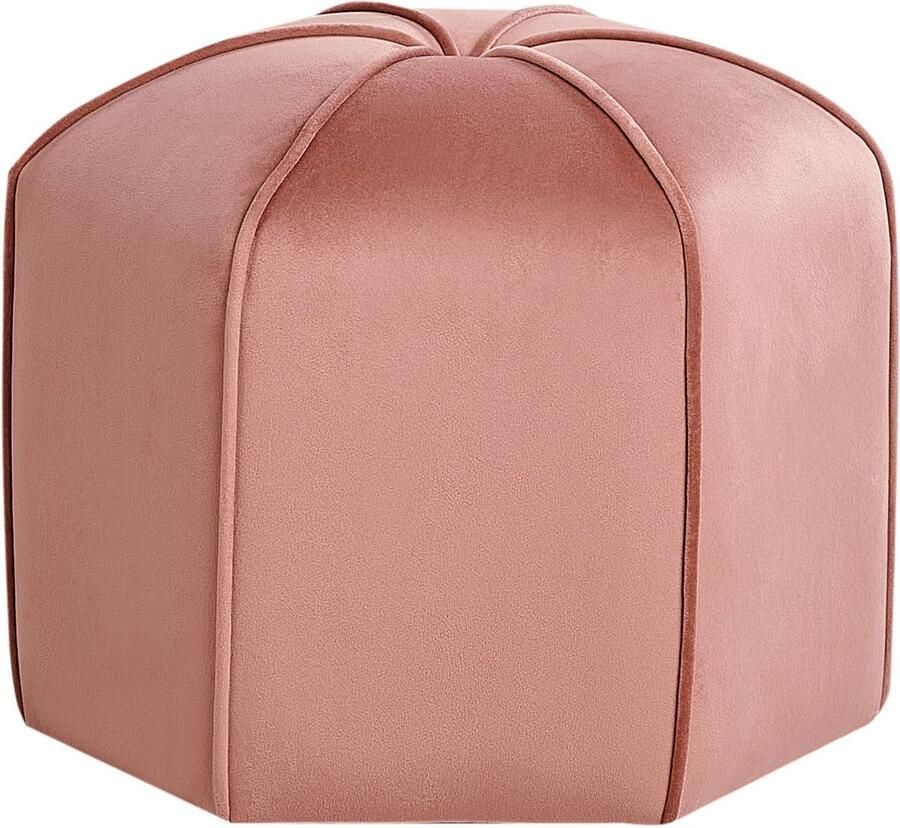 Beliani Poef WISHEK Fluweel Roze 45 cm 45 cm 42 cm