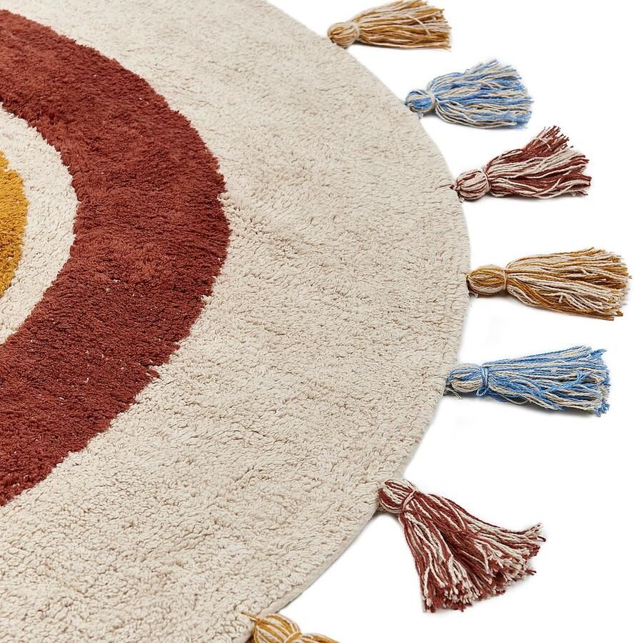 Beliani YAGCI Laagpolig vloerkleed Multicolor 120 cm Katoen