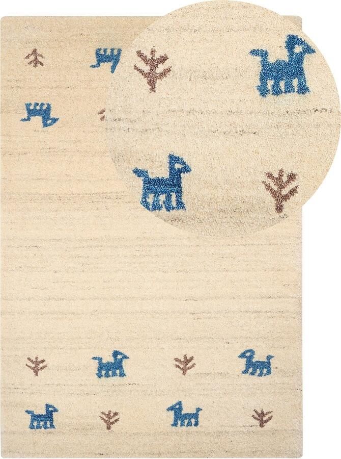 Beliani YALI Modern vloerkleed Beige 140 x 200 cm Wol