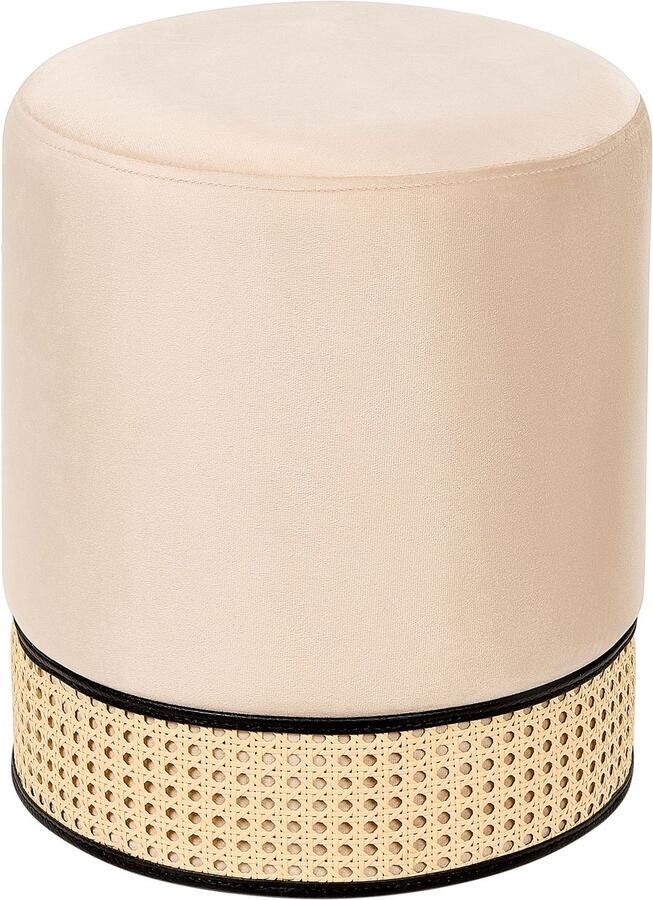 Beliani Poef YANKTON Fluweel Beige 35 cm 35 cm 42 cm