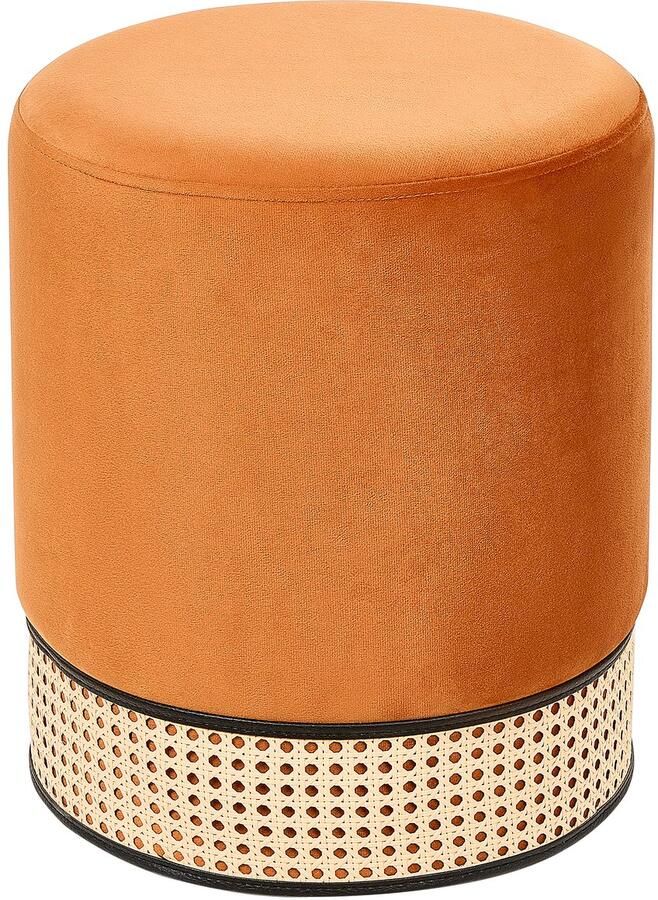 Beliani Poef YANKTON Fluweel Oranje 35 cm 35 cm 42 cm