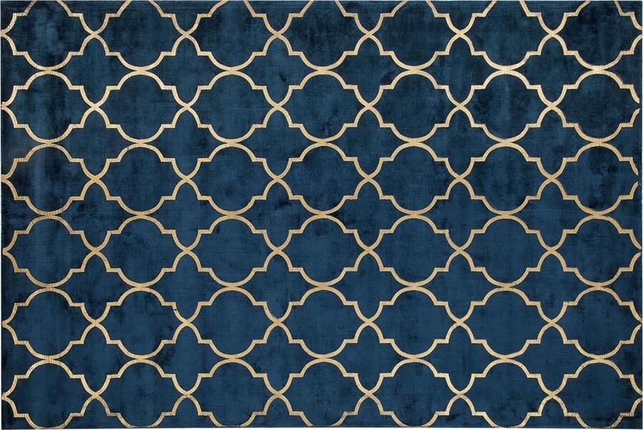 Beliani Vloerkleed viscose marineblauw goud 160 x 230 cm YELKI