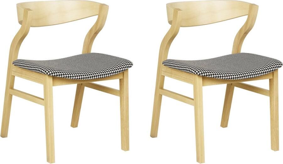 Beliani MAROA Eetkamerstoel-Lichte houtkleur-Multiplex Rubberhout Polyester