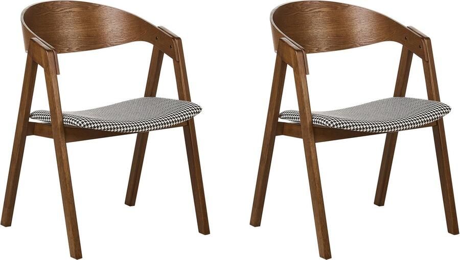 Beliani YUBA Eetkamerstoel-Donkere houtkleur-Multiplex Rubberhout Polyester