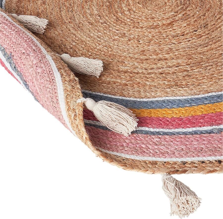 Beliani ZANAVI Laagpolig vloerkleed Meerkleurig ø 120 cm Jute