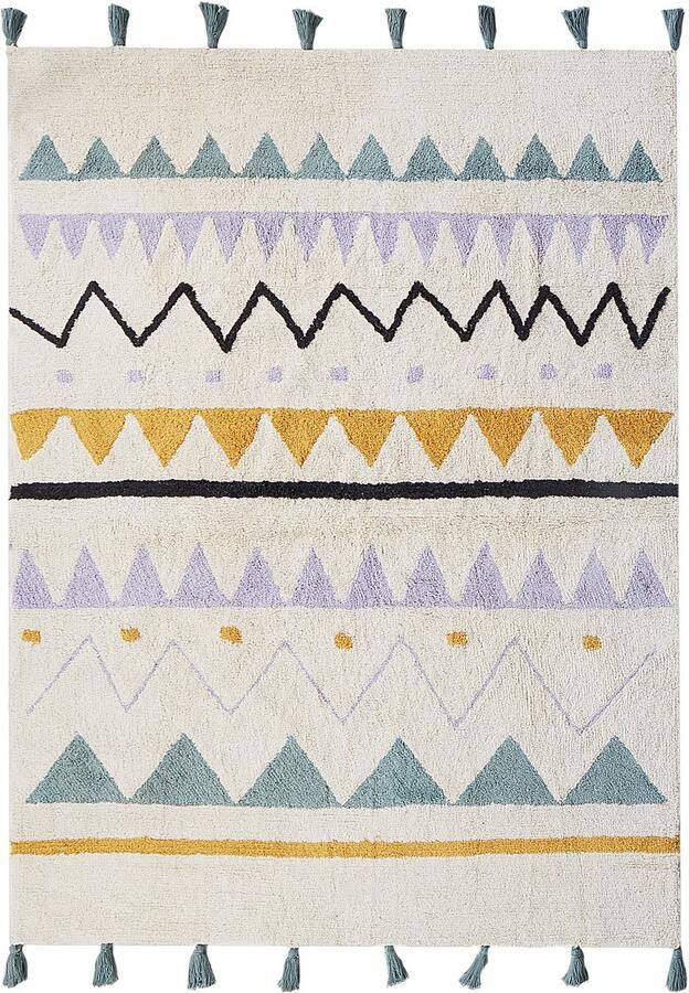 Beliani Kindervloerkleed ZAYSAN Groen 140 x 200 cm Katoen