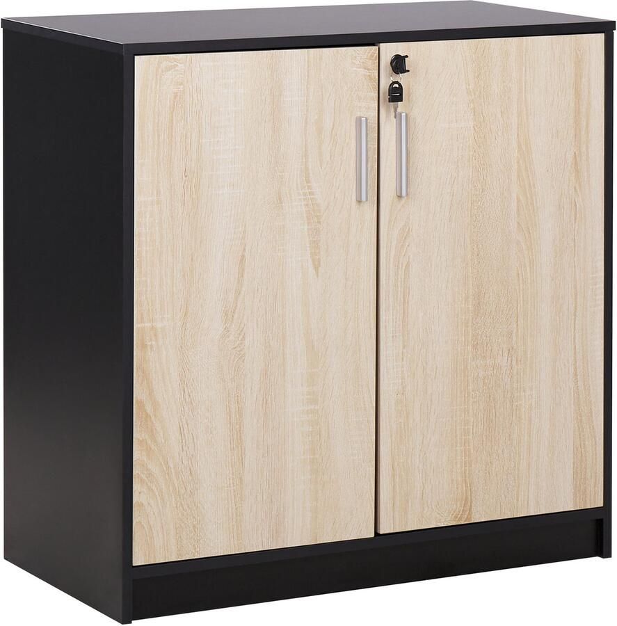 Beliani ZEHNA Sideboard 2 deuren Lichthout Zwart Vezelplaat