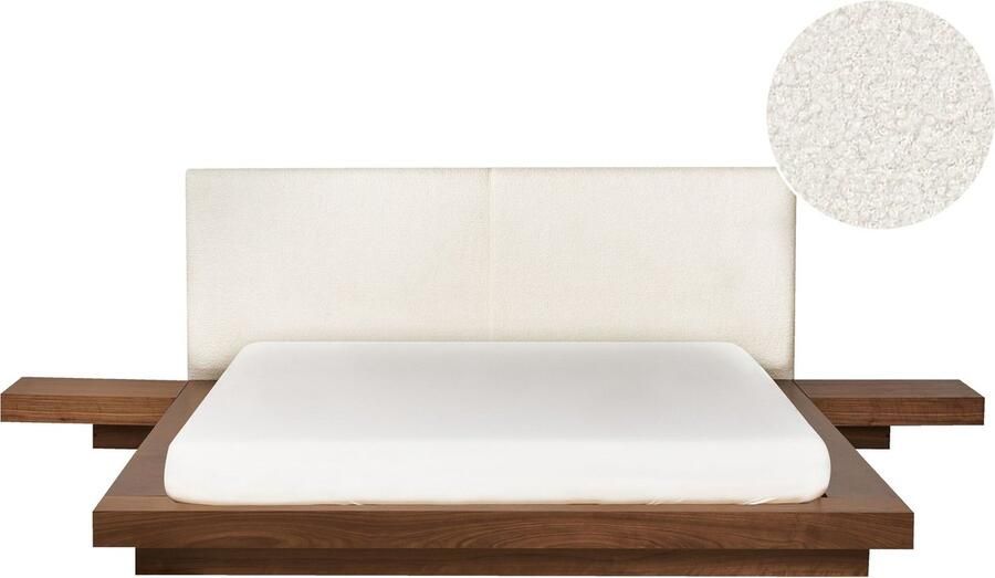 Beliani ZEN Tweepersoonsbed Bruin 160 x 200 cm Bouclé - Foto 2
