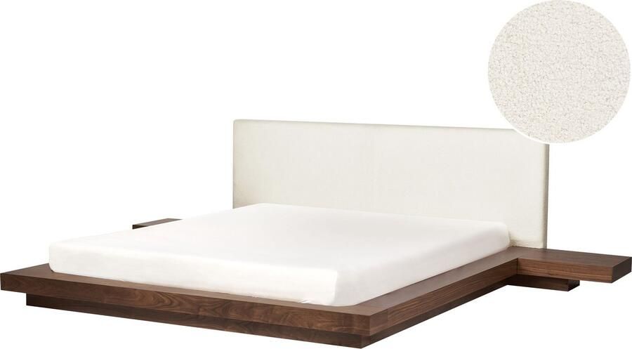 Beliani ZEN Tweepersoonsbed Bruin 180 x 200 cm Bouclé - Foto 2