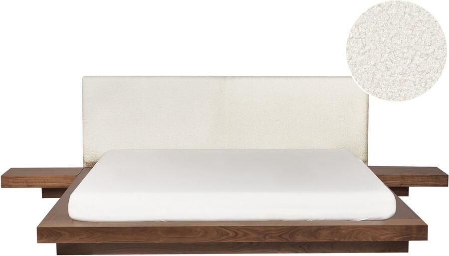 Beliani ZEN Tweepersoonsbed Bruin 180 x 200 cm Bouclé