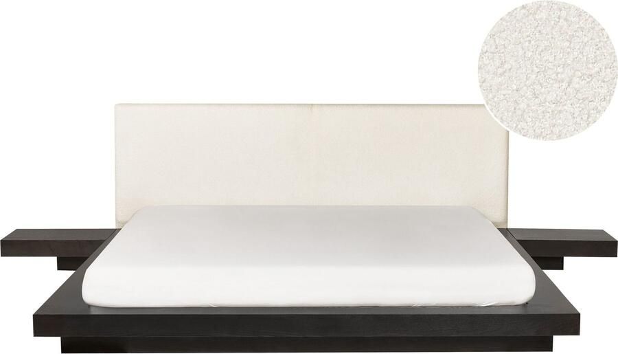 Beliani ZEN Tweepersoonsbed Donkerhout 180 x 200 cm Bouclé - Foto 2