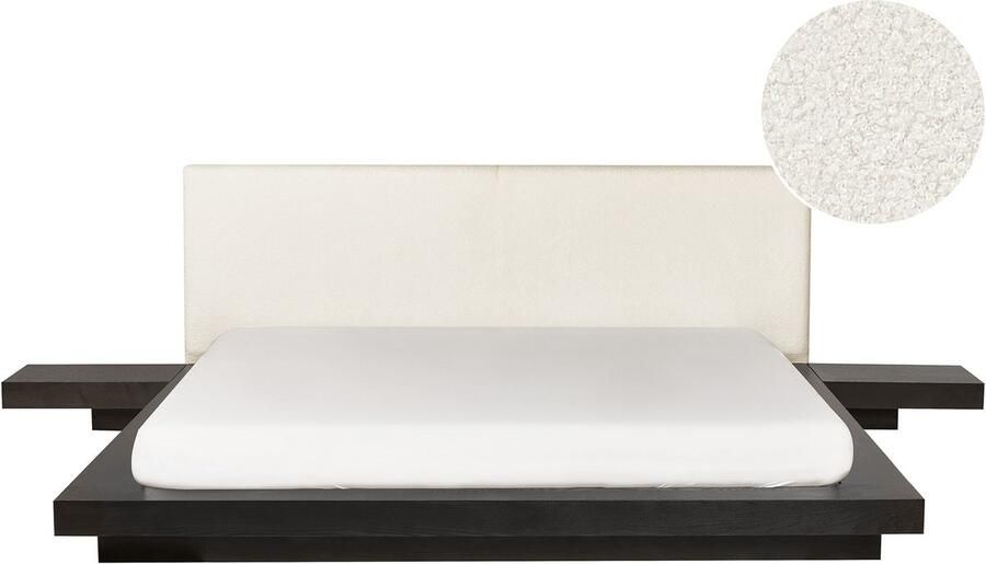Beliani ZEN Waterbed Donkerhout 180 x 200 cm Bouclé