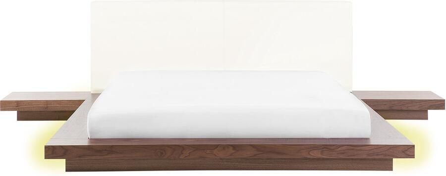 Beliani -ZEN -Tweepersoonsbed LED-Lichte houtkleur-160 x 200 cm-MDF - Foto 2