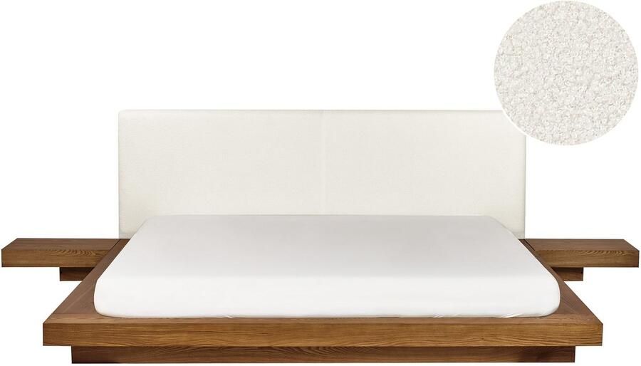 Beliani ZEN Waterbed Lichthout 180 x 200 cm Bouclé