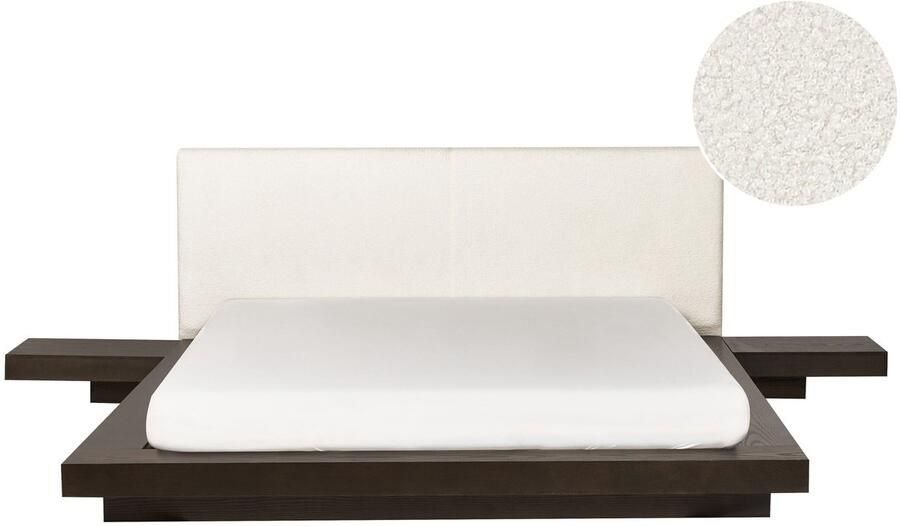 Beliani ZEN Waterbed Donkerhout 160 x 200 cm Bouclé