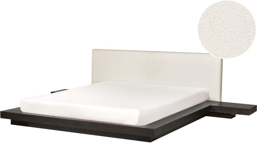 Beliani ZEN Waterbed Donkerhout 180 x 200 cm Bouclé - Foto 2