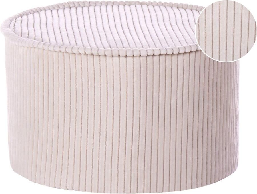 Beliani Poef ZIKRIA Fluweel Lichtbeige 40 cm 40 cm 25 cm