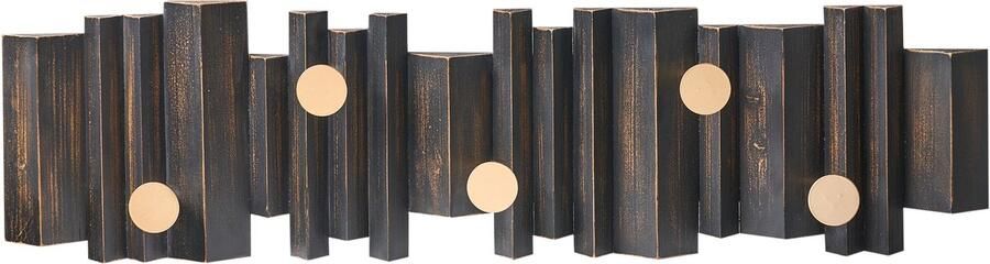 Beliani ZILLAH Wandgemonteerde kapstok Zwart Dennenhout