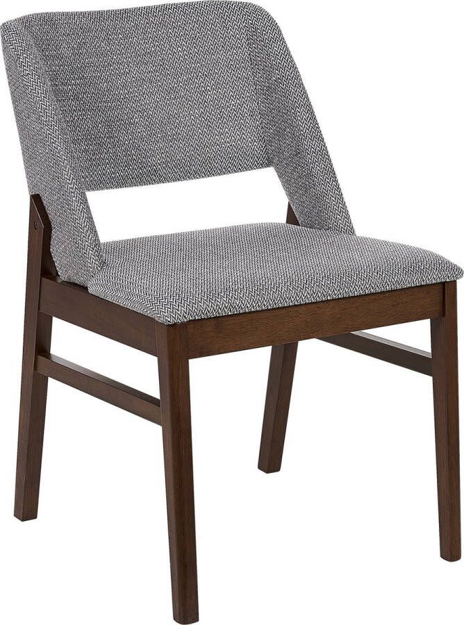 Beliani BELLA Eetkamerstoel-Donkere houtkleur-Polyester Rubberhout