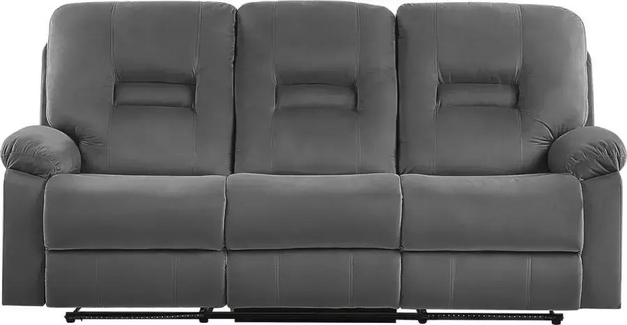 Beliani BERGEN Three Seater Sofa Grijs Fluweel - Foto 1