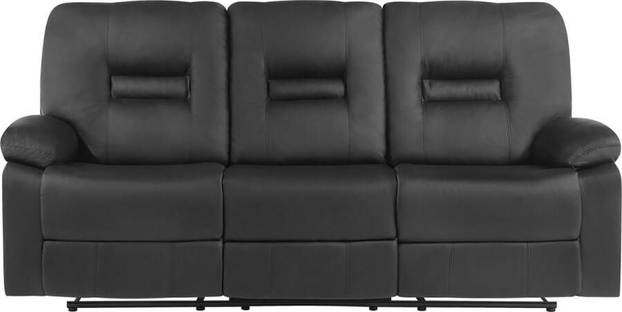 Beliani BERGEN Three Seater Sofa Zwart Kunstleer - Foto 2