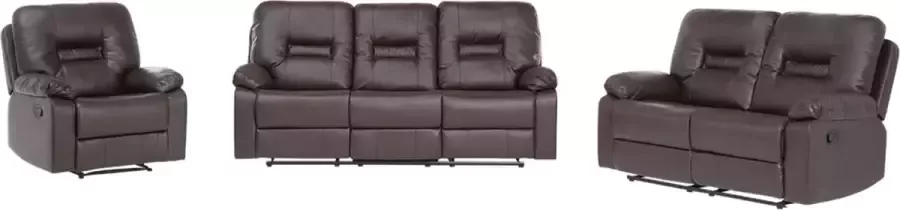 Beliani BERGEN Woonkamerset Donkerbruin Kunstleer